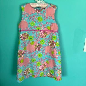 EUC Lilly Pulitzer Girls White Label Pastel Color Elephant Pattern Shift Dress